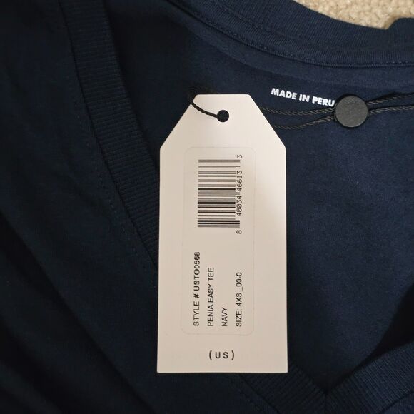 Universal Standard Penia Easy V-Neck T-Shirt Women Navy Pima-Modal 4XS (00-0) - Picture 9 of 12